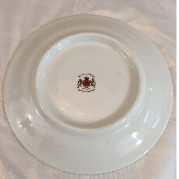 Royal Jackson Fine China Silver Trim Rose Teacup Saucer Vogue Ceramic Industries - Picture 4 of 6